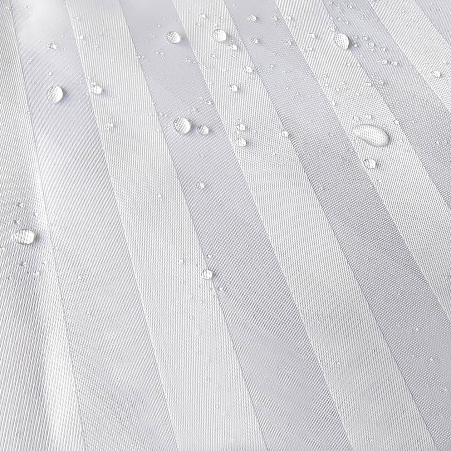 Elegant White Satin Stripe Shower Curtain with Steel Eyelets – Antifungal & Waterproof (180x180 cm)