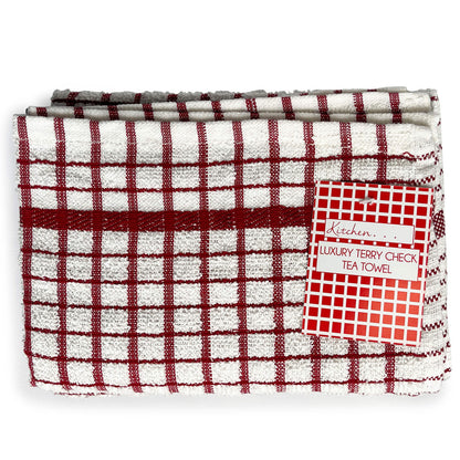 Terry Check Tea Towels - 100% Cotton