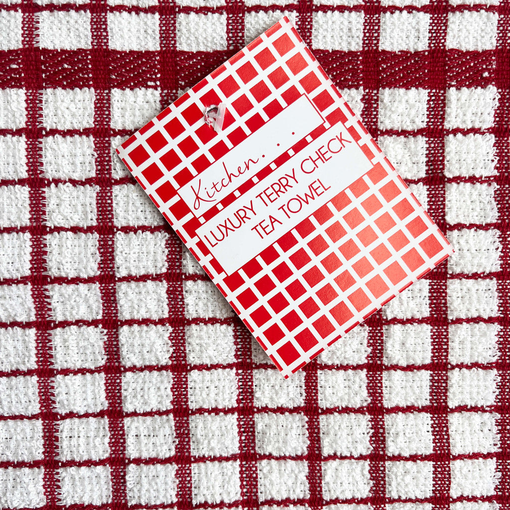 Terry Check Tea Towels - 100% Cotton